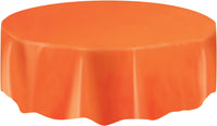 Unique Party Round Plastic Table Cover Pumpkin Orange Waterproof 84 IN Reusable Washable - thetoyfever